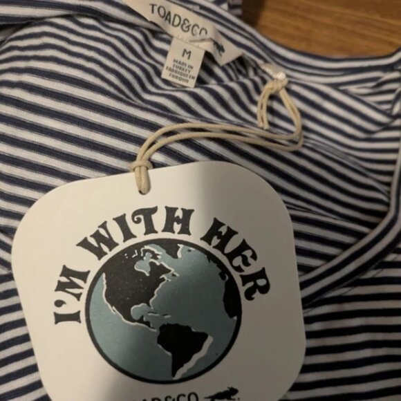 Toad & Co Samba Muse Midi Women's Dress Blue White Striped 🆕 FAST🏃‍♀️⚡🚚💥 - Picture 5 of 6